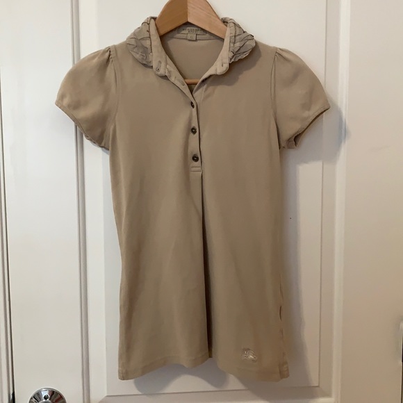 Burberry Brit Tan Brown Plaid Cotton Polo Shirt - Picture 1 of 11
